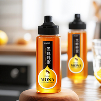 Bouteille de sauce PET personnalisée avec étiquette OEM, 250 ml, 360 ml, bouteilles en plastique transparent de qualité alimentaire, bouteilles à presser avec bouchon rabattable, distributeur de miel chaud