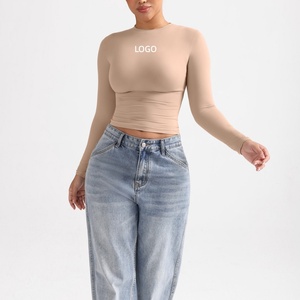 Maglietta Casual a Maniche Lunghe Slim Fit con Stampa per Donna, Top Sportivo con Collo Tondo, Maglietta Modellante <span class=keywords><strong>Streetwear</strong></span> - Product Image 3