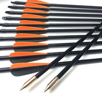 Flèche de chasse ACCMOS 8 mm en acier inoxydable avec pointe en plastique et plume en fibre de verre pour arbalète et arc composé, 30 pouces