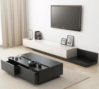 Nordique moderne Simple rétractable noyer noir meuble TV Table basse combinaison pour petit appartement chambre ou salon