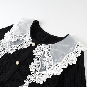 <span class=keywords><strong>Cardigan</strong></span> in Maglia Casual alla Moda con Colletto Peter Pan, Bottoni e Maniche Corte per Donna, Colore <span class=keywords><strong>Nero</strong></span> - Product Image 3