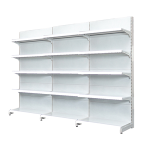 Gondole de supermarché de qualité supérieure en acier robuste à 4 étagères avec panneau arrière uni et personnalisation d'un côté pour magasin de détail - Product Image 4