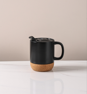 Eco- Friendly Blank White <b>Reusable</b> Wholesale Mugs Cork Bottom Ceramic Coffee Mug <b>Cup</b> With Splash Proof Lid - Product Image 6