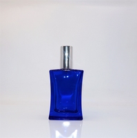 Flacon de parfum de luxe en verre bleu 50 ml, personnalisable, écologique, avec pompe vaporisateur et impression sérigraphique, diffuseur à bâtonnets