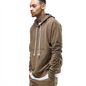 Sudadera con Capucha para Hombre, Color Marrón, Manga Larga, Estilo Lavado, Tejido French Terry, para Otoño - Product Image 5