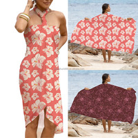 Robe T-shirt Hawaïenne Col V pour Femme, Imprimé Floral Numérique, Ample, Boutonnée, Écologique, Respirante, Vêtement Quotidien