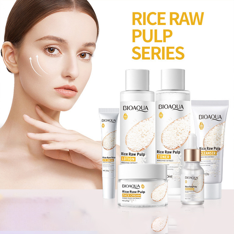 BIOAOUA, оптовая продажа, продукты для ухода за кожей серии риса, улучшающие грубую сыворотку, молочный увлажняющий крем для лица