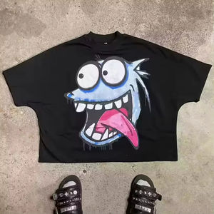 Haute qualité Boxy recadrée t-shirts 100% coton Y2K imprimé graphique t-shirts Streetwear luxe hommes T-Shirts - Product Image 5