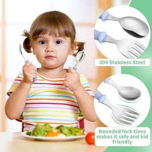 <strong>Children's</strong> Stainless Steel <strong>Cutlery</strong> with Plastic Handle Safe Toddler Utensils Kids Flatware Spoons and Forks <strong>Set</strong> - Product Image 3
