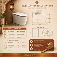 WC intelligent monobloc en céramique avec capteur de pied à clapet automatique, chasse d'eau à siphon, chasse d'eau intelligente, chasse d'eau à siphon en S allongée, siège chauffant
