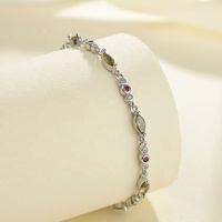 Handgemachtes reines Silber Blätter und Blumen Design Ketten armband 17 3cm für Frauen