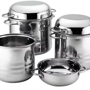 Set peralatan masak stainless steel, panci stainless steel murah, multi fungsi, pot tinggi dengan dasar komposit