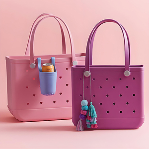 Sac de plage d'été pour femmes, grande capacité, deux ouvertures, en EVA, imperméable, réutilisable, lavable, à porter à l'épaule, pour le shopping - Product Image 2