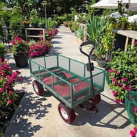 Chariot utilitaire à roulettes en acier inoxydable robuste de 990 lb, à 4 roues, fermé, pour jardin, pelouse, décharge, fleurs, marchandises, plage