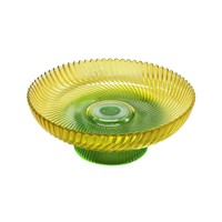 Bol décoratif en verre sur piédestal, côtelé et festonné, pour fruits, dégradé jaune-vert, décoration de table pour événements et mariages, vente en gros personnalisée