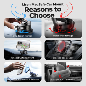 Supporto Telefono Magnetico LISEN <span class=keywords><strong>360</strong></span> Regolabile con Forte Magnete per <span class=keywords><strong>Auto</strong></span>, Retrattile a Ventosa per Tutti i Telefoni - Product Image 2