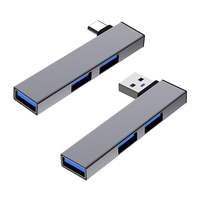 Adaptateur usb 3 en 1 station d'accueil multi-fonction ordinateur U disque hub 90 degrés type-c séparateur coude USB étendre hub usb