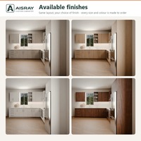 Meuble de cuisine moderne stratifié avec portes à battants, aménagement en L, dimensions personnalisées, boîtes en panneaux de particules et rangement coulissant
