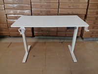 Bureau de jeu moderne en forme de I, blanc, réglable en hauteur