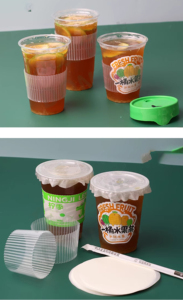 Xinrunjin Disposable <b>Plastic</b> Beverage Coffee Cup Sleeve Non-Slip Holder Heat Resistant Anti-Scald Cup Protector Milk Tea Custom - Product Image 5