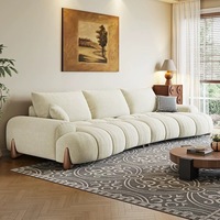 Canapé Bouclé Courbé Nordique Tendance, Canapé Modulable en Tissu Minimaliste Moderne Beige Rétro pour E-commerce et Vente en Ligne