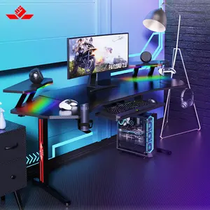 70 इंच बड़े डेस्कटॉप गेमिंग डेस्क आरजीबी एलईडी प्रकाश के साथ ई-खेल कंप्यूटर गेमिंग टेबल कोने पीसी काले कोने gamer डेस्क
