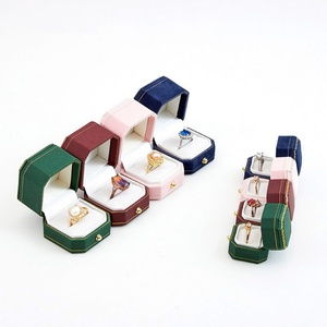 Custom European Octagonal Gold Border Buckle Jewelry Packaging Edge Ring Box <b>Storage</b> Jewelry <b>Boxes</b> - Product Image 2