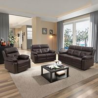 Ensemble de canapés électriques inclinables modernes 1+2+3 en cuir aérien, avec cadre en bois antique extensible, fonction massage et rafraîchissement, pour salon