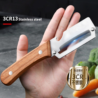 Handmatige roestvrijstalen 3-in-1 flesopener, groenteschiller, multifunctioneel keukengereedschap, handvat van kunststof hout