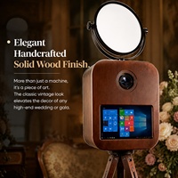 Kiosque photo portable en bois avec écran tactile 14 pouces, éclairage d'appoint 60W et support d'imprimante