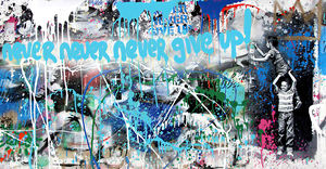 Pop Art Banksy Never Give Up Boys Graffiti Street Artwork Wall Picture pittura a olio per la decorazione domestica - Product Image 6