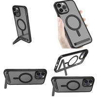 Casing Magnetik Tipis Transparan dengan Penyangga untuk iPhone 11 12 13 14 15 16 Pro Max 17 Air Plus, Aksesoris Elektronik yang Tahan Lama