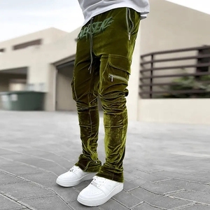Pantalones Deportivos Holgados Personalizados para Hombre, Pantalones de Poliéster con Cordón, Pantalones Deportivos Ajustados, Pantalones Deportivos de Terciopelo Apilados a la Moda para Hombre - Product Image 4