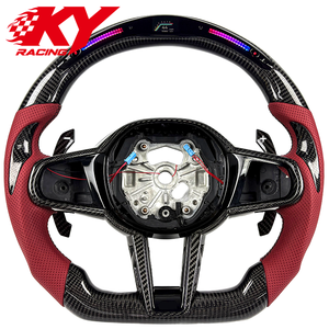 Volante personalizado de fibra de carbono y cuero con LED, indicador de RPM y levas de cambio magnéticas para BMW LCI G20 G2X G30 G3X G80 G8X F9X X5M - Product Image 1