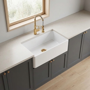 Évier de <span class=keywords><strong>cuisine</strong></span> <span class=keywords><strong>en</strong></span> porcelaine blanc de 33 pouces, style ferme, à tablier, à cuve unique, robuste - Product Image 1