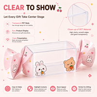 Boîte pliante en plastique transparent PET rectangulaire en forme de bonbon, avec logo personnalisé estampé or, imprimé UV, en matériaux recyclés, pour baby shower