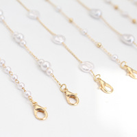 Chaîne de lunettes en plastique blanc avec perles en forme de cœur, chaîne de masque en métal doré avec cœur, accessoires pour lunettes - Grande Vente