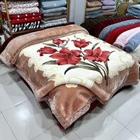 Couverture en peluche d'hiver à double couche, douce et moelleuse, imprimée de fleurs pour lit double, chaude et confortable pour la maison.