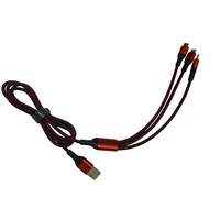 Câble de données 3-en-1 de 1,2 m, câble de charge un-vers-trois, câble de données en cuivre pur, charge rapide 3A