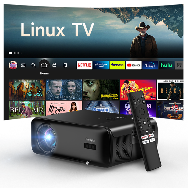 New 1600ANSI 1080P Linux TV Projector 4K Auto Focus/Dual Band WiFi Built-in Battery HIFI Stereo Home Theater Presentations
