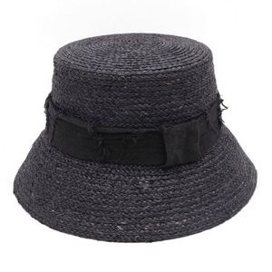 Chapeau de soleil tendance personnalisé en raphia naturel, forme bob avec ruban effiloché, pour femmes, protection solaire estivale - Product Image 3