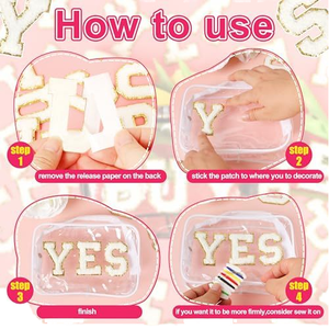 Personnalisable Beige Blanc Brodé Fer-Sur Lettre Patch Alpha-Fun Chenille Jersey Vêtements Numéros 0-9 <span class=keywords><strong>Alphabet</strong></span> Tissu Machine - Product Image 5