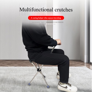 Factory Directly Sold <b>Portable</b> Aluminum Alloy Rehabilitation Bench for Elderly Non-slip Pole Stool Folding <b>Seat</b> <b>Chair</b> Cane - Product Image 3