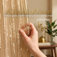 Tissu en maille à sequins or rose, tulle à sequins en colonne verticale, textile métallique scintillant transparent pour robe de soirée, robe de mariée