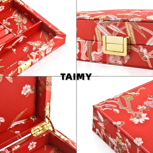 Boîte à bijoux vintage personnalisée en gros avec logo, étui de rangement et de présentation de bijoux en tissu de luxe, étui de voyage portable pour emballage cadeau - Product Image 2