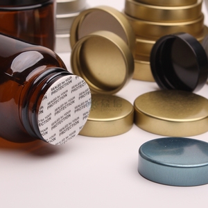 Fabrieksaanbieding 38/400 45/400 53/400 Zwarte Metalen Geribbelde Deksels Gladde Unishell Doppen Met EPE Voeringen PS Afdichtingen IHS Inductie Afdichting - Product Image 4