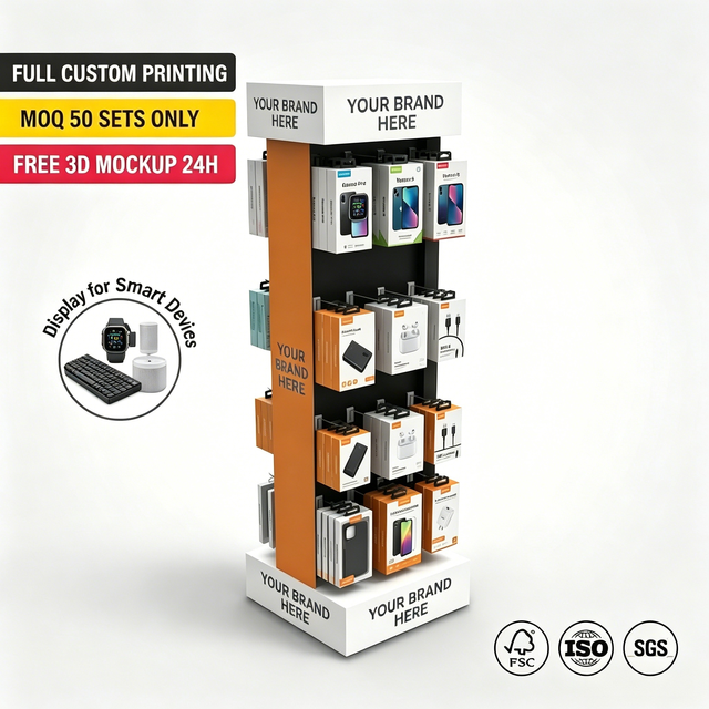 Wholesale Custom Modern Metal Retail Display Rack Easy Assembly for Phone Cables Chargers Consumer Electronics Accessories