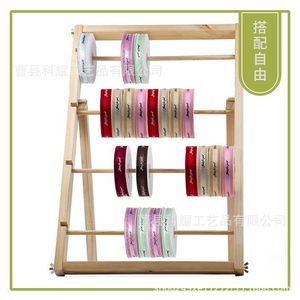 Wooden Ribbon Rack <b>Desktop</b> Storage Organizer Foldable Natural Wood Color Multipurpose For Craft Supplies - Product Image 3