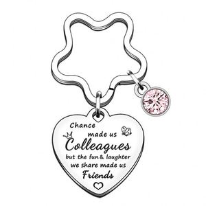 Llavero con Forma de Corazón, Diamantes Rosados y Azules, Acero Inoxidable, Regalo para Amigos/Parejas, Grabado Personalizado, Recuerdo de Cumpleaños - Product Image 3