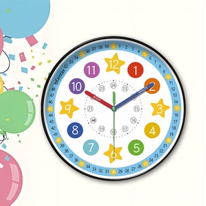 <span class=keywords><strong>Horloge</strong></span> <span class=keywords><strong>murale</strong></span> silencieuse de 16 pouces, grand format, <span class=keywords><strong>à</strong></span> mouvement <span class=keywords><strong>à</strong></span> quartz, sans perçage, pour l'apprentissage précoce des enfants, style dessin animé, pour salon - Product Image 2
